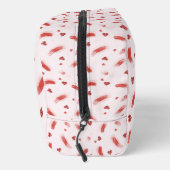 Roze Rood Glitter Harten Strepen Toilettasje (Rechts)
