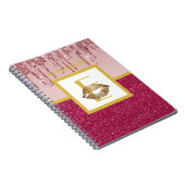 Roze rood Glitter Lips Monogram Girl Notitieboek (Rechterzijde)