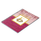 Roze rood Glitter Lips Monogram Girl Notitieboek (Linkerzijde)