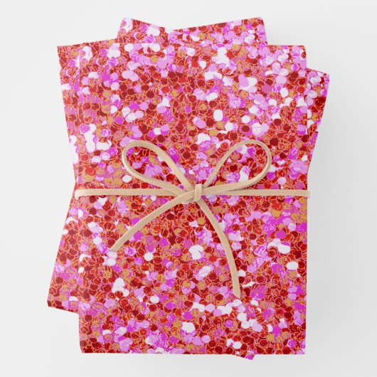 Roze Rood Glitter Sequins Wrapping Papier Bladen Inpakpapier Vel (In situ)