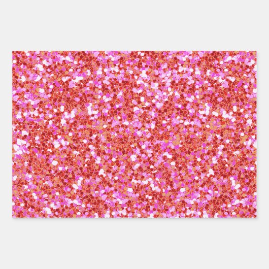Roze Rood Glitter Sequins Wrapping Papier Bladen Inpakpapier Vel (Voorkant)