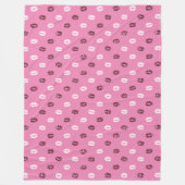 Roze Rood Glitter Wit Kisses Lippen Fleece Deken (Voorkant)