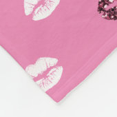 Roze Rood Glitter Wit Kisses Lippen Fleece Deken (Hoek)