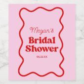 Roze Rood Golf Rand Bruidsmeisje Feest Wijn Etiket (Enkel label)