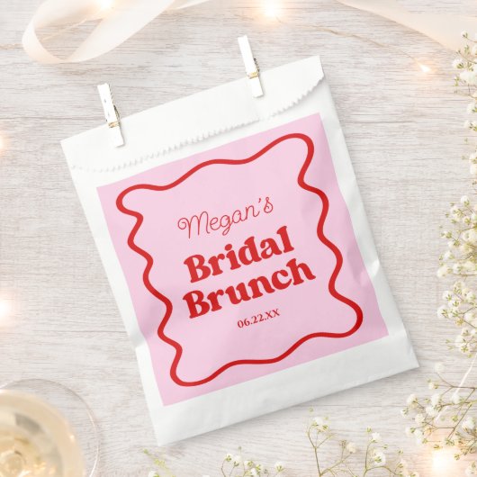 Roze Rood Golfachtige Rand Bruidsfeest Brunch Bedankzakje (Geknipt)