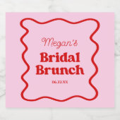 Roze Rood Golfachtige Rand Bruidsfeest Brunch Sparkling Wijnetiket (Enkel label)