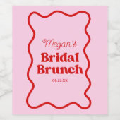 Roze Rood Golfachtige Rand Bruidsfeest Brunch Wijn Etiket (Enkel label)