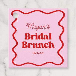 Roze Rood Golfachtige Rand Bruidsontbijt Brunch Bedankjes Labels