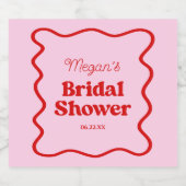 Roze Rood Golflijn Bruiloftsborrel Sparkling Wijnetiket (Enkel label)