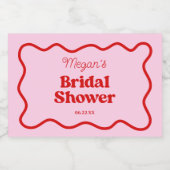 Roze Rood Golflijn Bruiloftsfeest Sparkling Wijnetiket (Enkel label)