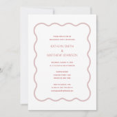 Roze Rood Golvende Grens Modern Retro Engagement P Kaart (Voorkant)