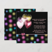 Roze Rood Goud Hart Ballonnen Sweet 16 Party Kaart (Voorkant / Achterkant)