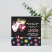 Roze Rood Goud Hart Ballonnen Sweet 16 Party Kaart (Staand voorkant)