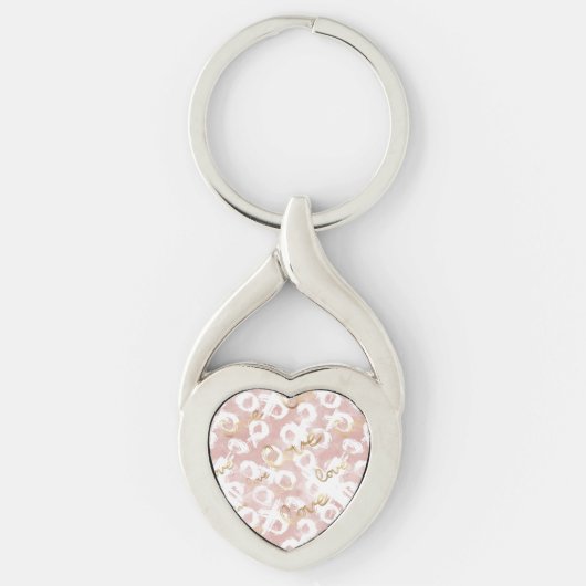 Roze Rood Goud Wit XOXO Liefde Sleutelhanger (Voorkant)