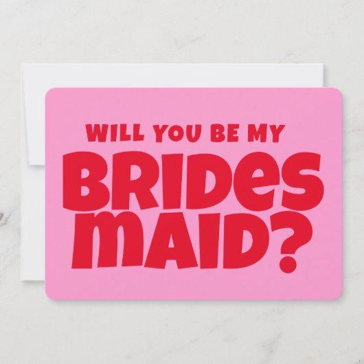 Roze & rood Grappig Bruidsmeisje Voorstel Kaart (Voorkant)