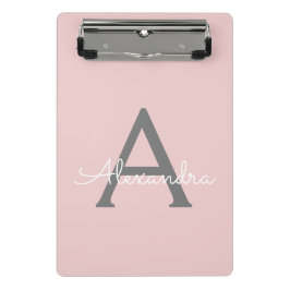 Roze Rood Grijze Moderne Script Meisjesachtige Mon Mini Klembord
