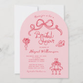 Roze rood grillig handgetekende Vrijgezellenfeest Kaart (Voorkant)