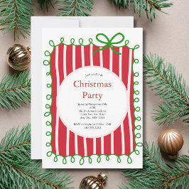 Roze Rood Groen Coquette Strik Doodle Kerstfeest Kaart