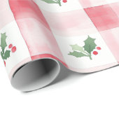 Roze Rood Groen Gepersonaliseerde Retro Kerstmis Cadeaupapier (Rol Hoek)