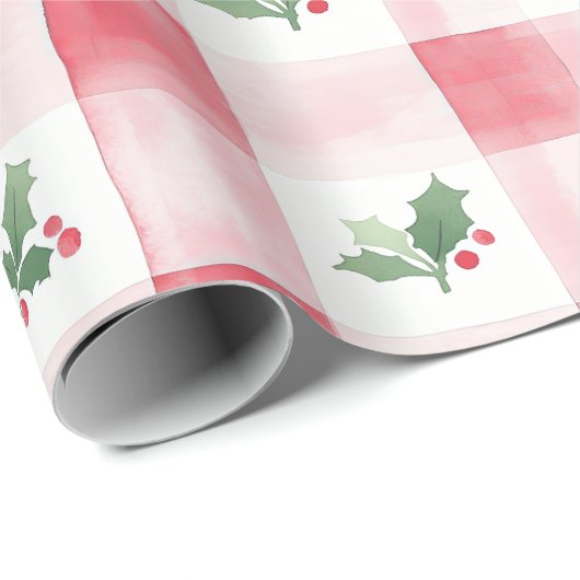Roze Rood Groen Gepersonaliseerde Retro Kerstmis Cadeaupapier (Rol Hoek)