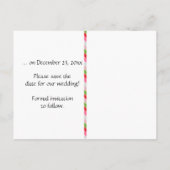 Roze Rood Groen Grijs Chevron Stripe Bewaar de dat Aankondigingskaart (Achterkant)