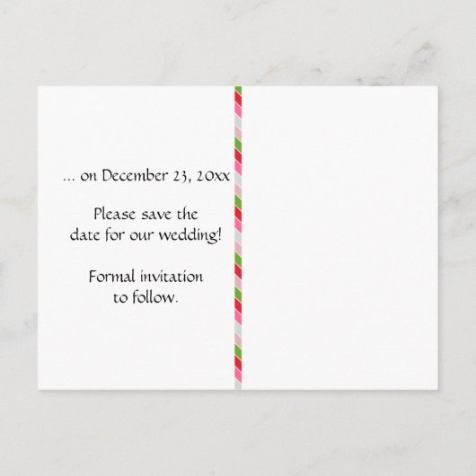 Roze Rood Groen Grijs Chevron Stripe Bewaar de dat Aankondigingskaart (Achterkant)