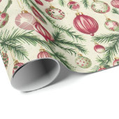 Roze, rood & groen Kerstversiering Fest Cadeaupapier (Rol Hoek)