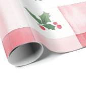 Roze Rood Groen Retro Gepersonaliseerde Kerst Cadeaupapier (Rol Hoek)