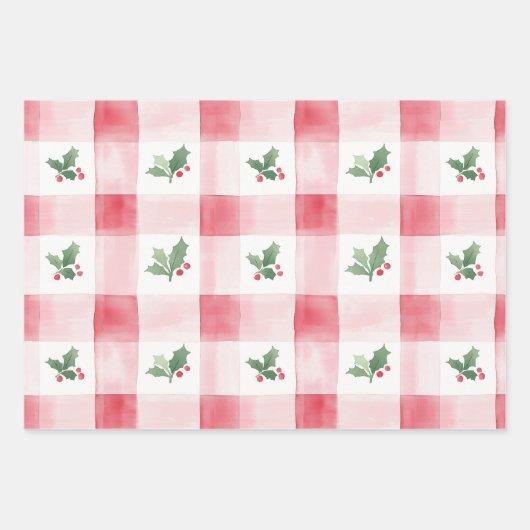 Roze Rood Groen Retro Gepersonaliseerde Kerst Inpakpapier Vel (Voorkant 3)