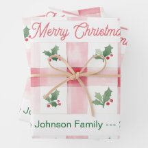 Roze Rood Groen Retro Gepersonaliseerde Kerst