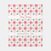 Roze Rood Groen Retro Kerstmis Gepersonaliseerd Fleece Deken (Voorkant)