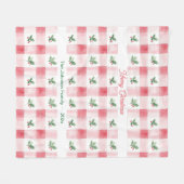 Roze Rood Groen Retro Kerstmis Gepersonaliseerd Fleece Deken (Voorkant (Horizontaal))