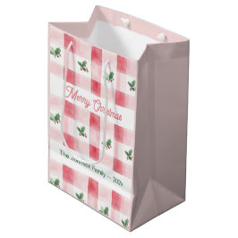 Roze Rood Groen Retro Kerstmis Gepersonaliseerd Medium Cadeauzakje