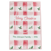 Roze Rood Groen Retro Kerstmis Gepersonaliseerd Medium Cadeauzakje (Voorkant)