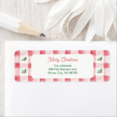 Roze Rood Groen Retro Kerstpatroon Etiket (Insitu)