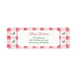 Roze Rood Groen Retro Kerstpatroon Etiket