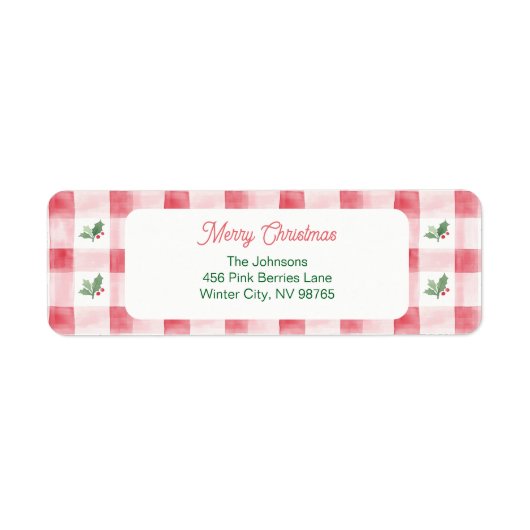 Roze Rood Groen Retro Kerstpatroon Etiket (Voorkant)
