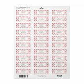 Roze Rood Groen Retro Kerstpatroon Etiket (Full Sheet)