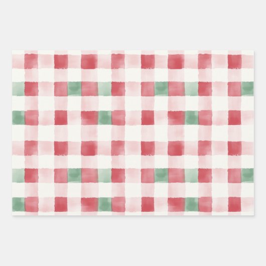 Roze Rood Groen Retro Kerstpatroon Inpakpapier Vel (Voorkant 3)