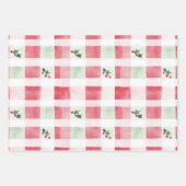 Roze Rood Groen Retro Kerstpatroon Inpakpapier Vel (Voorkant 2)