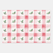 Roze Rood Groen Retro Kerstpatroon Inpakpapier Vel (Voorkant)