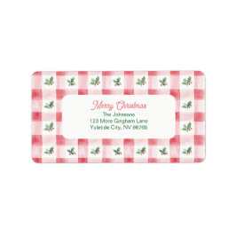 Roze Rood Groen Retro Patroon Kerst Etiket