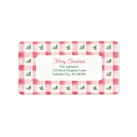 Roze Rood Groen Retro Patroon Kerst Etiket (Voorkant)