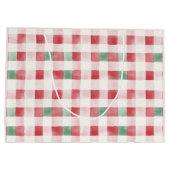 Roze Rood Groen Retro Patroon Kerst Gift Bag Groot Cadeauzakje (Achterkant)