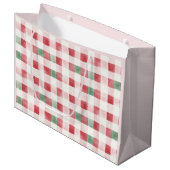 Roze Rood Groen Retro Patroon Kerst Gift Bag Groot Cadeauzakje (Voorkant Gekanteld)