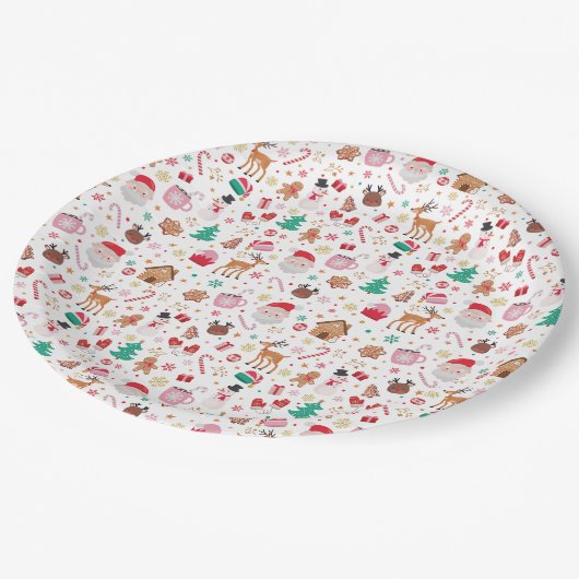 Roze Rood Groen Sinterklaas Kerstmis Feest Papieren Bordje (Gekanteld)