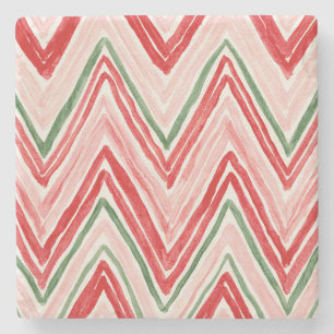 Roze Rood Groen Zigzag Strepen Stenen Onderzetter