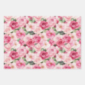 Roze Rood Groene Rozen Bloem Bruiloft Inpakpapier Vel (Voorkant 2)