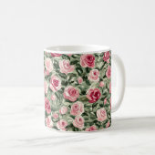Roze Rood Groene Rozen Bloem Koffiemok (Voorkant rechts)