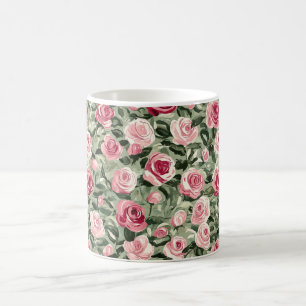 Roze Rood Groene Rozen Bloem  Koffiemok